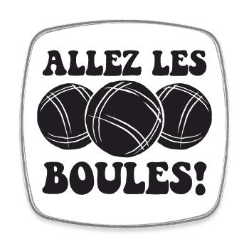 3 Boulekugeln für Bouler Boulekugel Petanque Boule - Viereckiger Kühlschrankmagnet - Weiß - Vorne