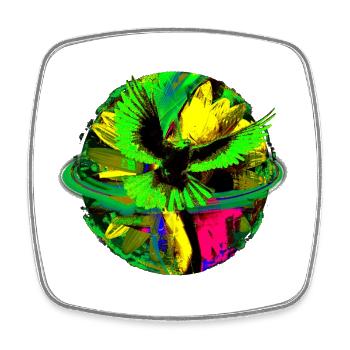 Frieden Taube Welt Planet Blume PopArt - Viereckiger Kühlschrankmagnet - Weiß - Vorne