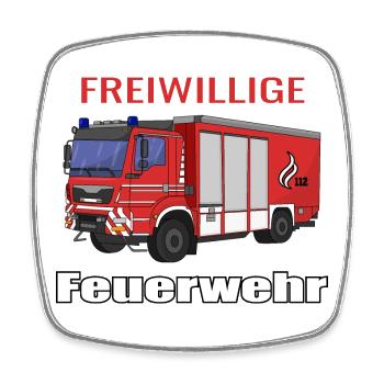 Freiwillige Feuerwehr - Viereckiger Kühlschrankmagnet - Weiß - Vorne