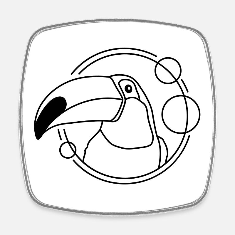 Toucan in geometric design - Square fridge magnet - white