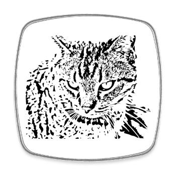 Katze schwarz Kätzchen cute - Viereckiger Kühlschrankmagnet - Weiß - Vorne