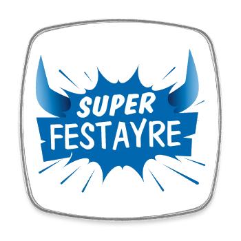 Super festayre ! féria couleur bleu et blanc - Magnet carré - blanc - Devant