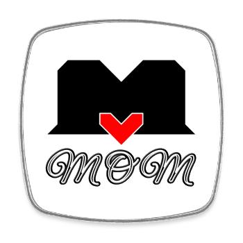 Heartfelt Mother's Day design with love MOM - Square fridge magnet - white - Front
