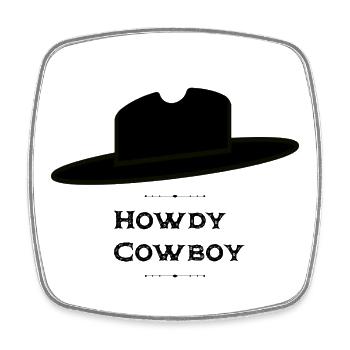 Howdy Cowboy - Viereckiger Kühlschrankmagnet - Weiß - Vorne