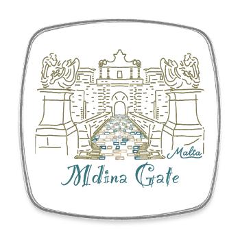 Mdina Gate, Malta - Viereckiger Kühlschrankmagnet - Weiß - Vorne