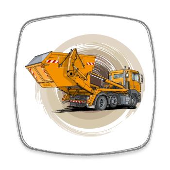Truck with container body - Square fridge magnet - white - Front