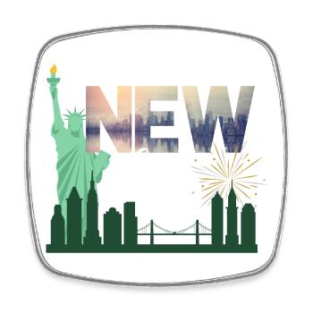 New York Skyline Fireworks - Square fridge magnet - white - Front