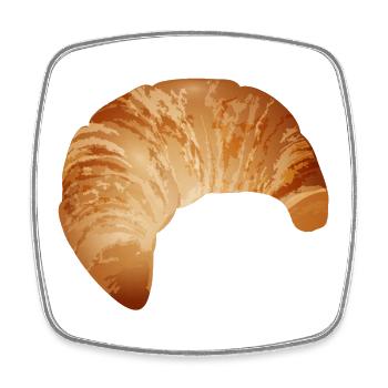 Der beliebte Croissant in warmen Farbtönen - Viereckiger Kühlschrankmagnet - Weiß - Vorne