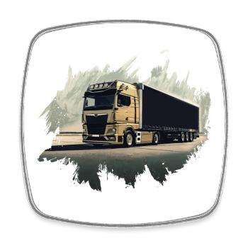 LKW Truck - Viereckiger Kühlschrankmagnet - Weiß - Vorne