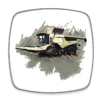 Corn Picker Combine Harvester Tractor - Square fridge magnet - white - Front