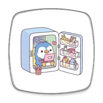 Pingouin mignon refroidissant dans un réfrigérateur - Magnet carré - blanc - Devant