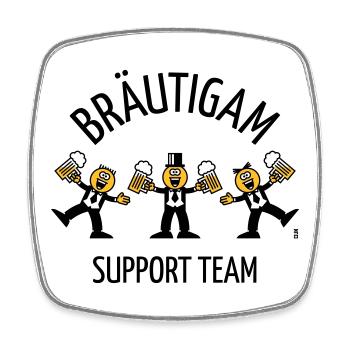 Bräutigam Support Team (JGA, Karikatur, Tanz, B) - Viereckiger Kühlschrankmagnet - Weiß - Vorne