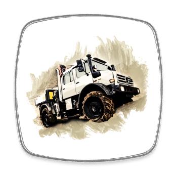 Unimog LKW - Viereckiger Kühlschrankmagnet - Weiß - Vorne
