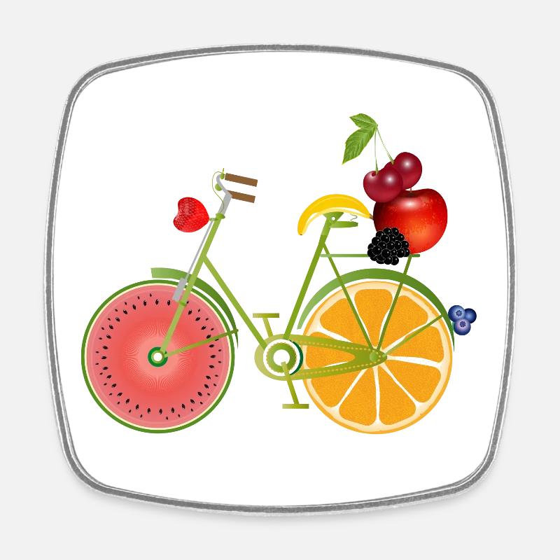 drôle de vélo vert fruité décoré - Magnet carré - blanc