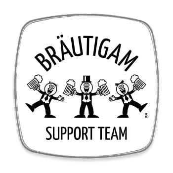 Bräutigam Support Team (JGA, Karikatur, Tanz, 1C) - Viereckiger Kühlschrankmagnet - Weiß - Vorne