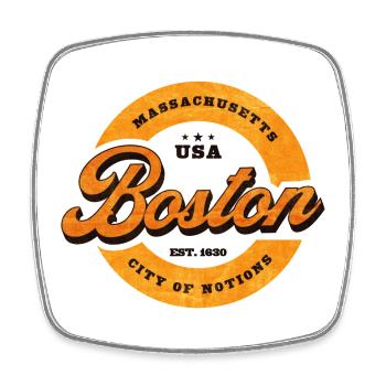 Boston Retro Circle Logo Print - Square fridge magnet - white - Front