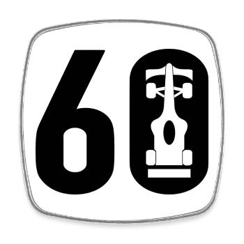 60 Formel Motorsport - Viereckiger Kühlschrankmagnet - Weiß - Vorne