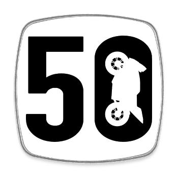 50 Motard Moto 50 - Magnet carré - blanc - Devant