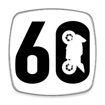 60 Motard Moto 60 - Magnet carré - blanc - Devant