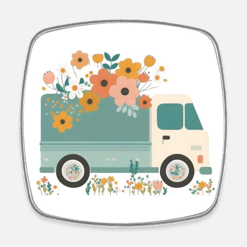 PickUp a flower 3 - Square fridge magnet - white
