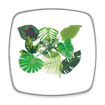Jungle à motif de feuilles stylé - Magnet carré - blanc - Devant