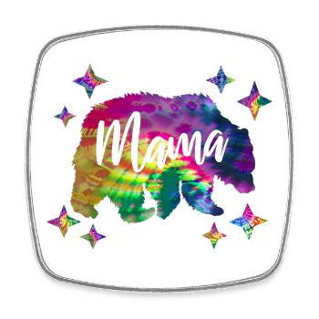 Mamabär Bärin Bunt Tie Dye Batik - Viereckiger Kühlschrankmagnet - Weiß - Vorne