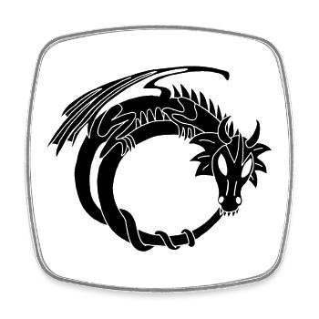 Der Ring des Schwarzen Drachen - Viereckiger Kühlschrankmagnet - Weiß - Vorne