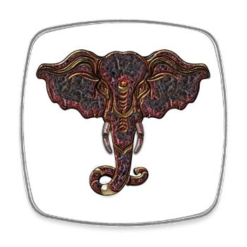 decorative elephant head - Square fridge magnet - white - Front