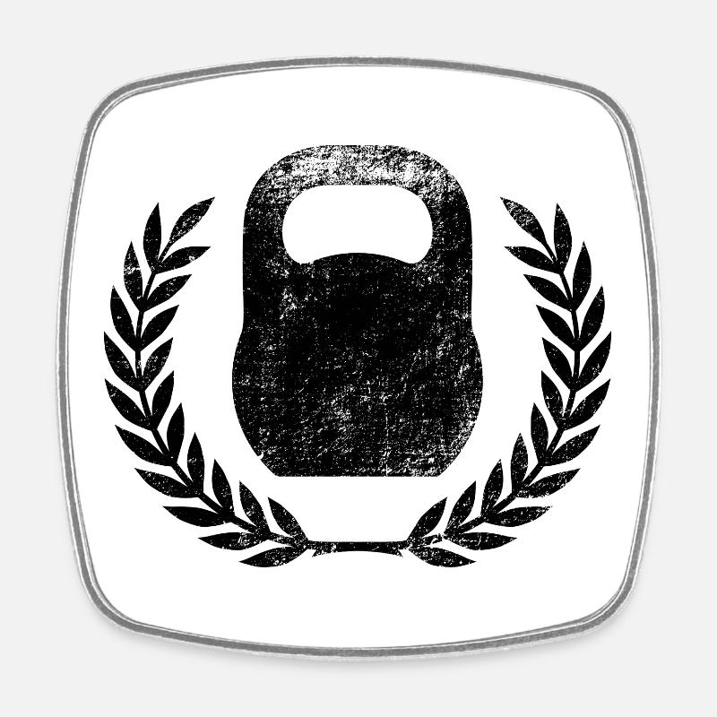 Kettlebell Ghiria - Square fridge magnet - white