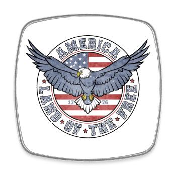 4. Juli - Unabhängigkeitstag - Retro Amerikanisch - Viereckiger Kühlschrankmagnet - Weiß - Vorne