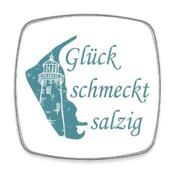 Glück schmeckt salzig – Amrum Nordsee Insel Design - Viereckiger Kühlschrankmagnet - Weiß - Vorne