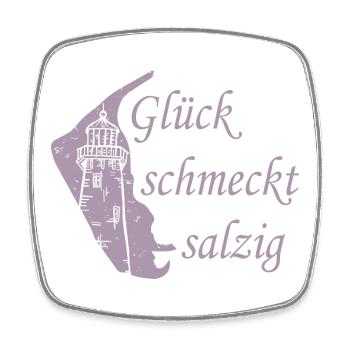 Glück schmeckt salzig – Amrum Nordsee Insel Design - Viereckiger Kühlschrankmagnet - Weiß - Vorne