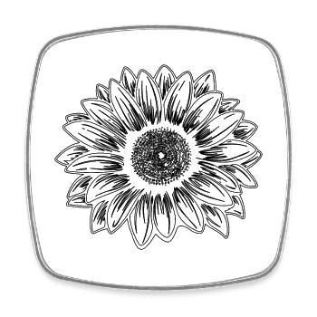 Conception de tournesol - Magnet carré - blanc - Devant