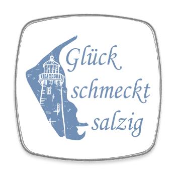Glück schmeckt salzig – Amrum Nordsee Insel Design - Viereckiger Kühlschrankmagnet - Weiß - Vorne