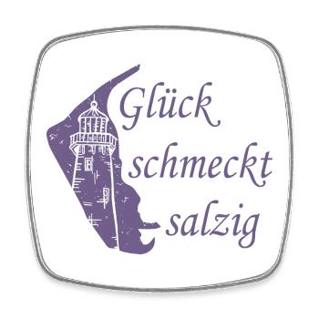 Glück schmeckt salzig – Amrum Nordsee Insel Design - Viereckiger Kühlschrankmagnet - Weiß - Vorne