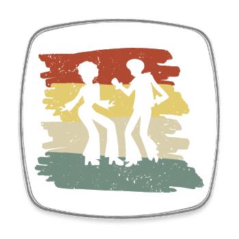 Regenbogen Tanzsilhouette - Viereckiger Kühlschrankmagnet - Weiß - Vorne