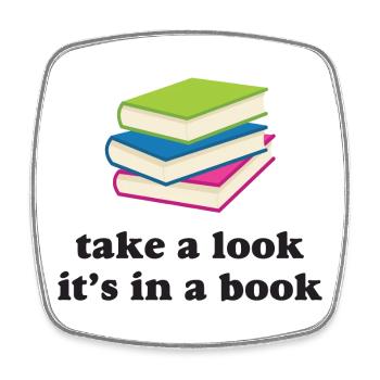 Take A Look, It's in a Book - Square fridge magnet - white - Front
