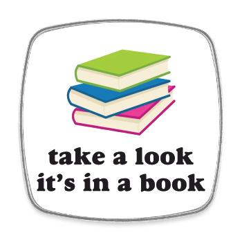 Take A Look, It's in a Book - Square fridge magnet - white - Front