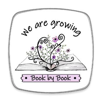 Des fleurs roses poussent à livre ouvert avec citation - Magnet carré - blanc - Devant
