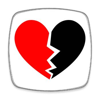 Broken Heart - Gebrochenes Herz - Square fridge magnet - white - Front
