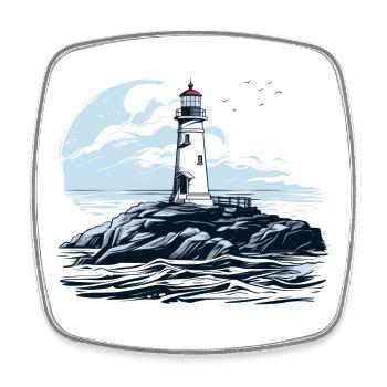 Lighthouse on rocks in the sea - Square fridge magnet - white - Front