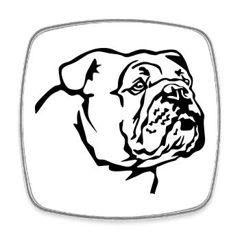 Tête de bouledogue anglais - Magnet carré - blanc - Devant