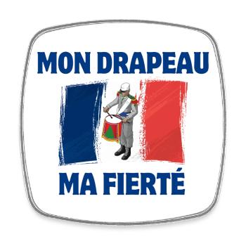 Français, drapeau Français, vive la France - Magnet carré - blanc - Devant