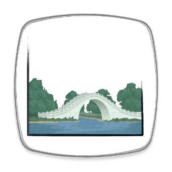 chinesische Brücke - Viereckiger Kühlschrankmagnet - Weiß - Vorne