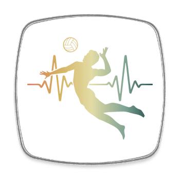 Herzschlag Volleyball EKG Puls - Viereckiger Kühlschrankmagnet - Weiß - Vorne