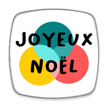 NOËL. JOYEUX NOËL. MERRY CHRISTMAS. NOUVEL AN - Magnet carré - blanc - Devant