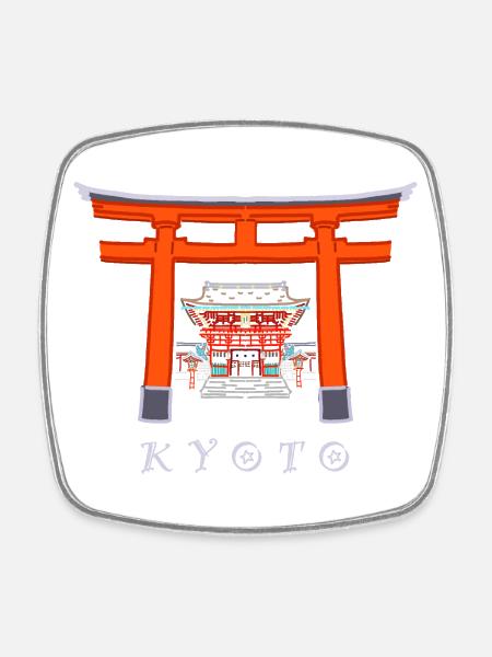 Japan, Kyoto, Fushimi Inari Shrine - Taisha - Square fridge magnet - white