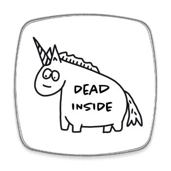 Einhorn - Dead Inside - Viereckiger Kühlschrankmagnet - Weiß - Vorne