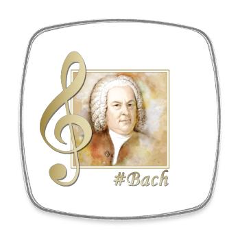 Johann Sebastian Bach portrait in watercolor style - Square fridge magnet - white - Front