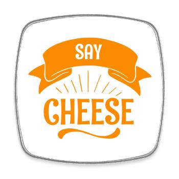 Say Cheese Orange Banner - Viereckiger Kühlschrankmagnet - Weiß - Vorne